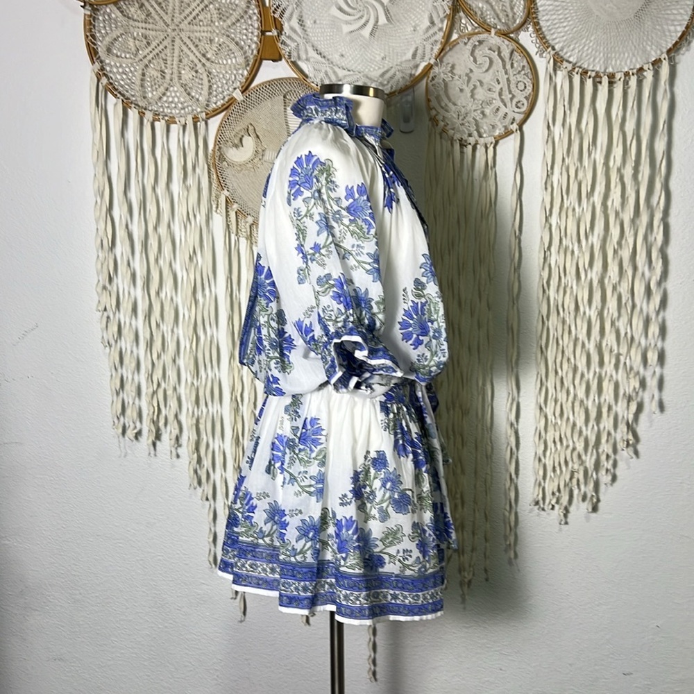 Juliet Dunn NWT Floral Mini Cotton Shirt Dress with Slip 1(4/6) - Picture 3 of 16